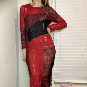 Red& black knit dress